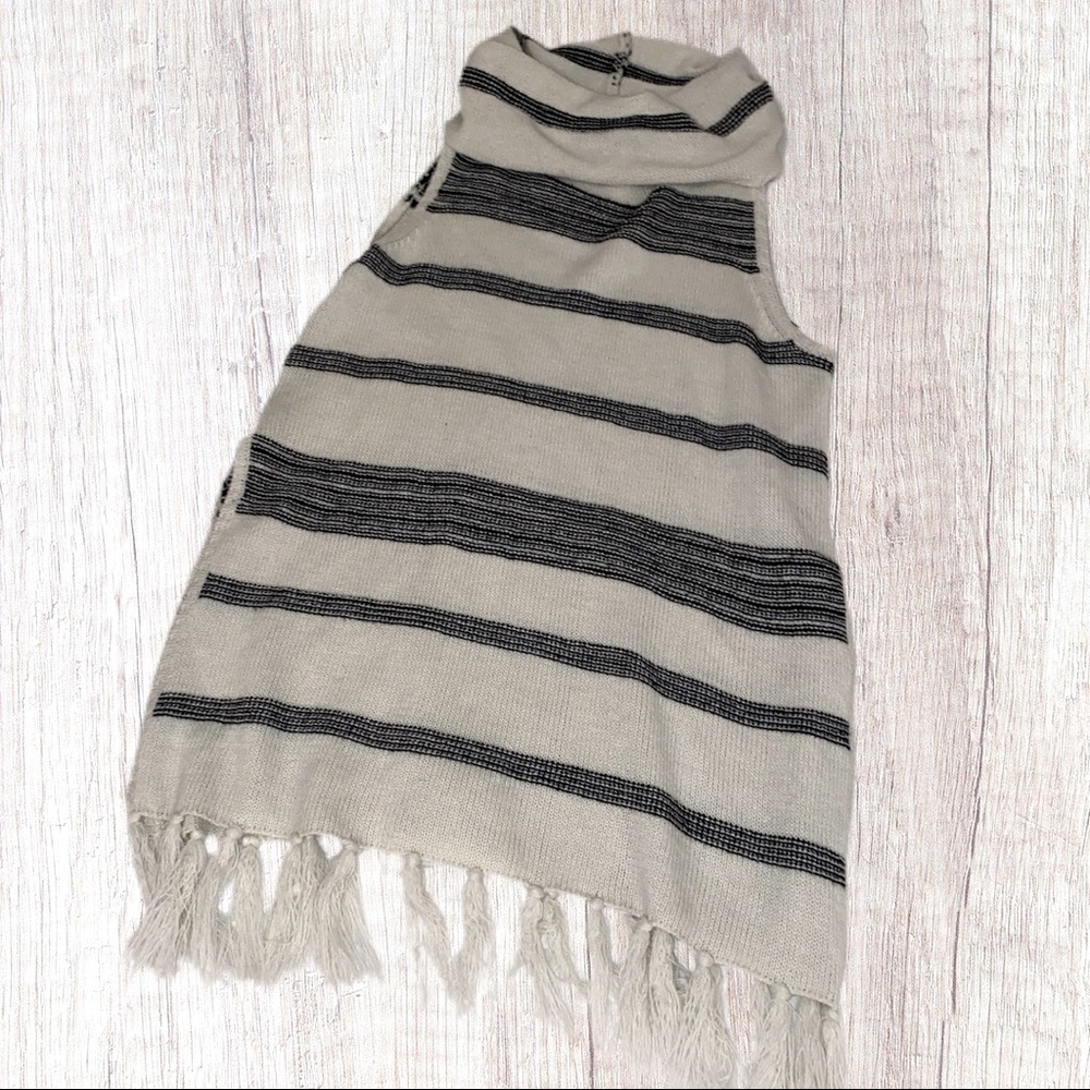 5|48 Sleeveless Cowl Neck Fringe/Tassel Sweater